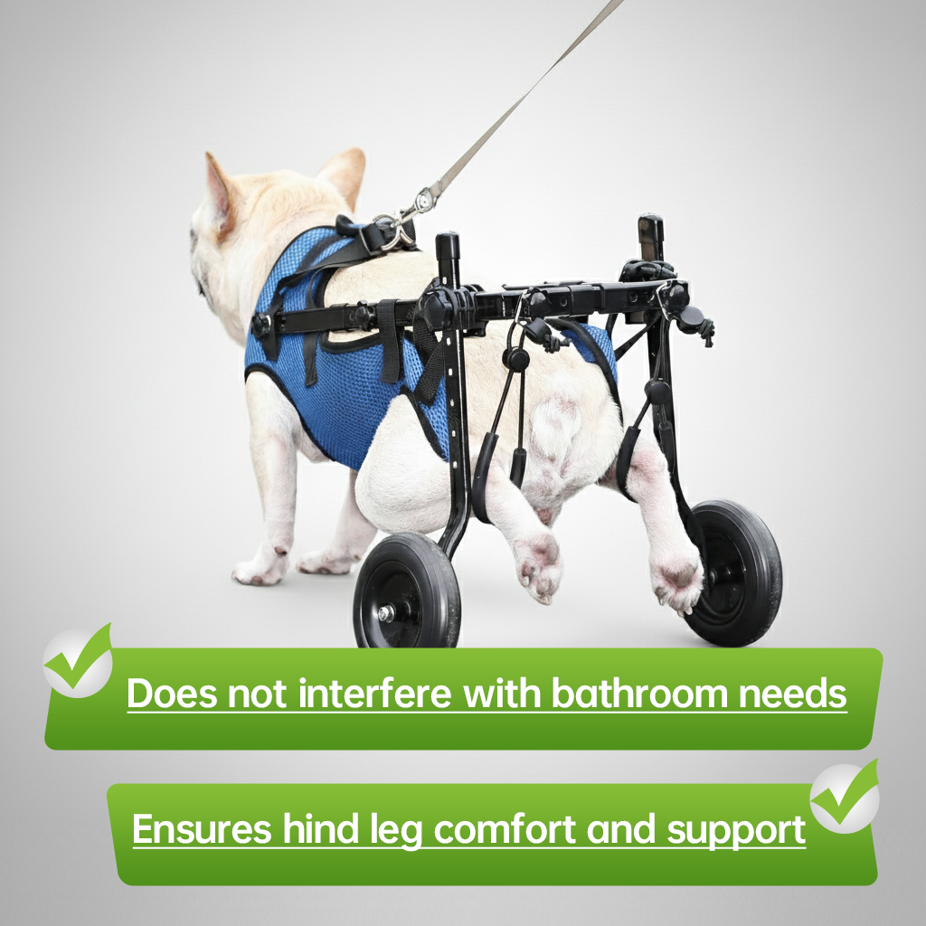 Pei's corner Durable, adjustable blue mesh dog wheelchair for hind leg support, urination-friendly design
