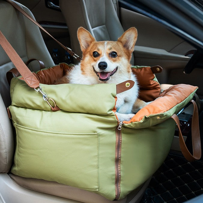 Premium Leather Dog Car Bed - Removable Washable Pet Travel Mat