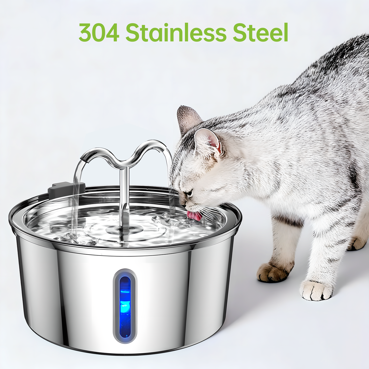 3.2L Automatic Pet Water Dispenser, Stainless Steel Circulating Cat/Dog Water Fountain with Filter