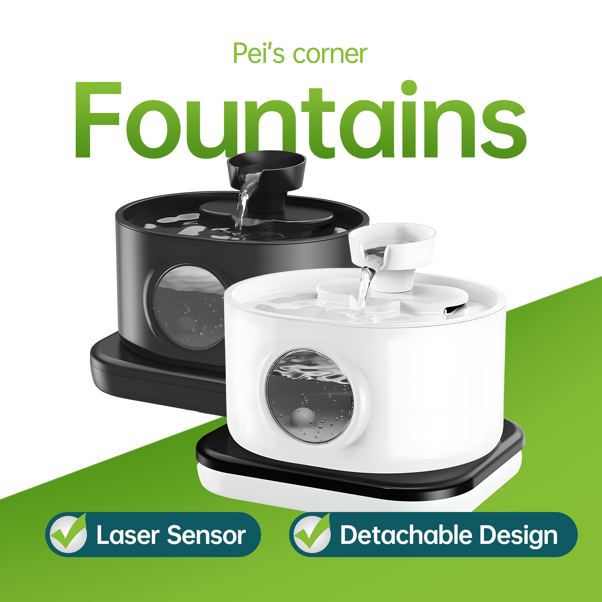 Wireless Automatic Cat Water Fountain, 2.8L Smart Pet Dispenser with Filter, 5200mAh Battery & Quiet Pump