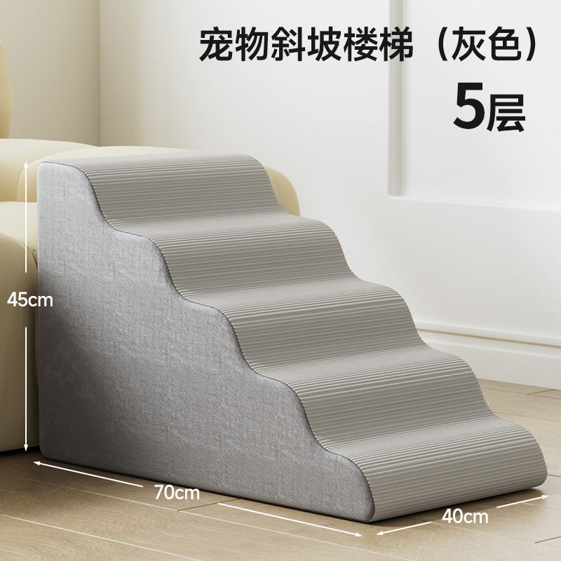 Dog Stairs for High Beds: Non-Slip Washable Steps for Small, Senior, and Disabled Pets, with Removable Cover