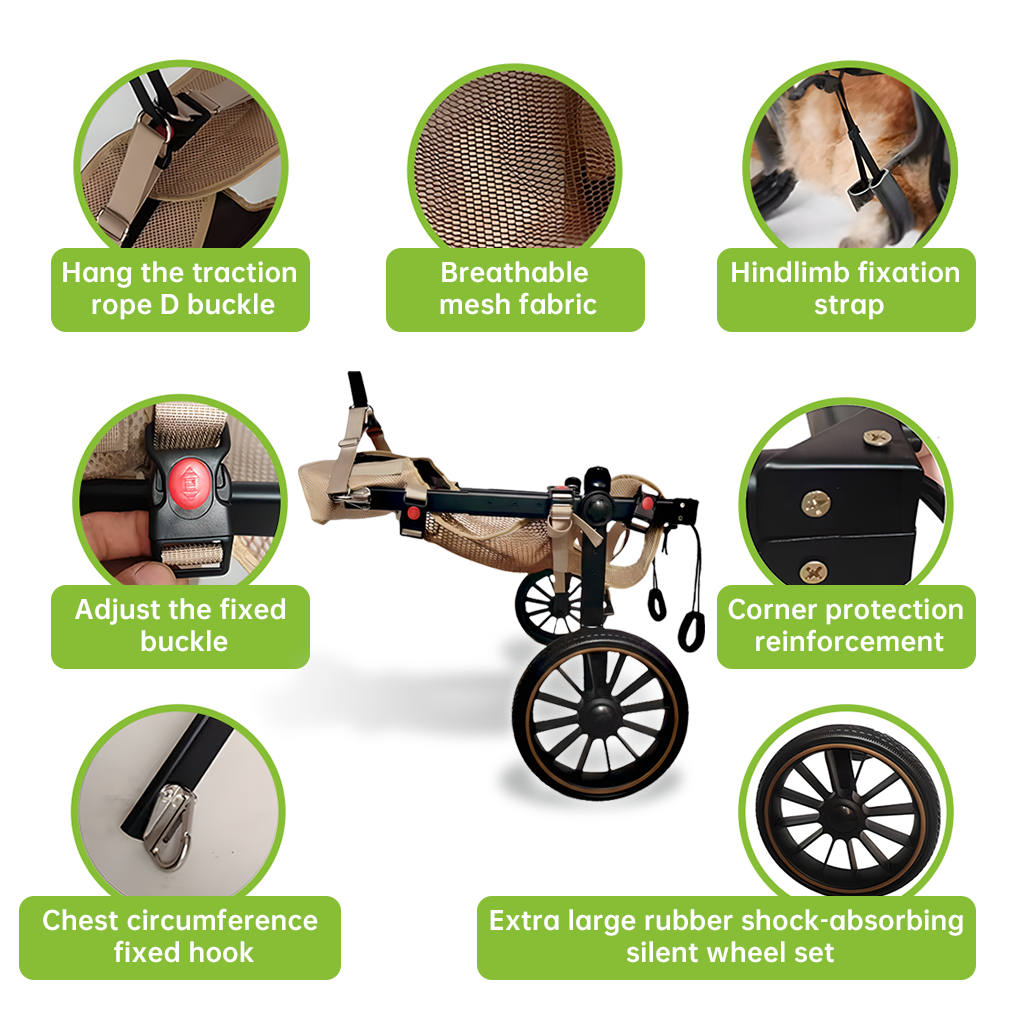 Large-Wheel Dog Wheelchair: Adjustable Hind Leg Mobility & Rehabilitation Aid