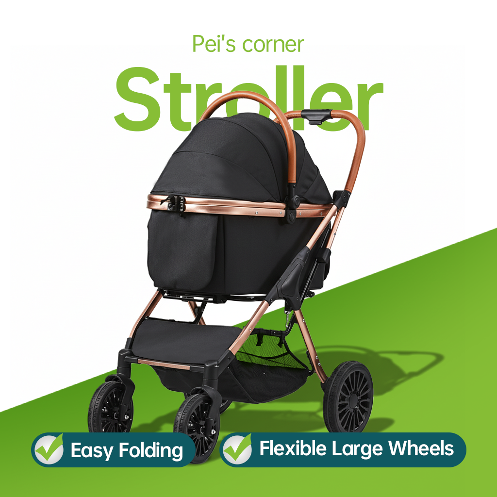 Dog Stroller for Medium Dogs up to 66lbs - Foldable with Storage Basket & Carrier