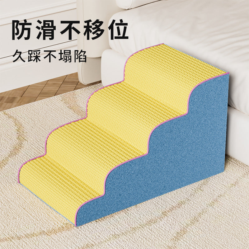 Dog Stairs for High Beds: Non-Slip Washable Steps for Small, Senior, and Disabled Pets, with Removable Cover
