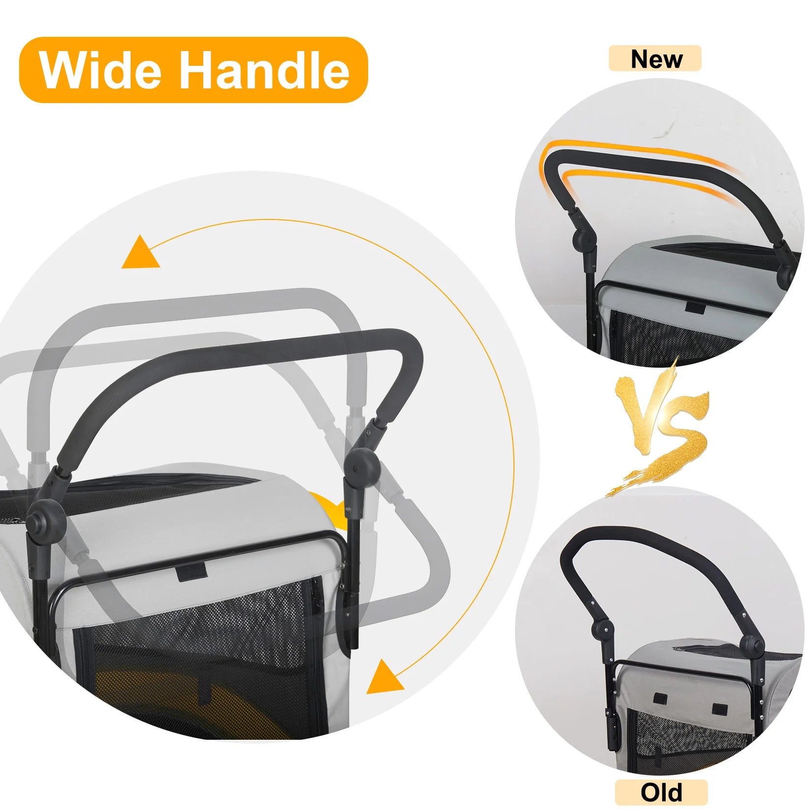 Large Dog Stroller - 4 Wheel Premium Pet Jogger Wagon, Foldable Travel Pram for Small Medium Large Dogs with Easy Walk Design