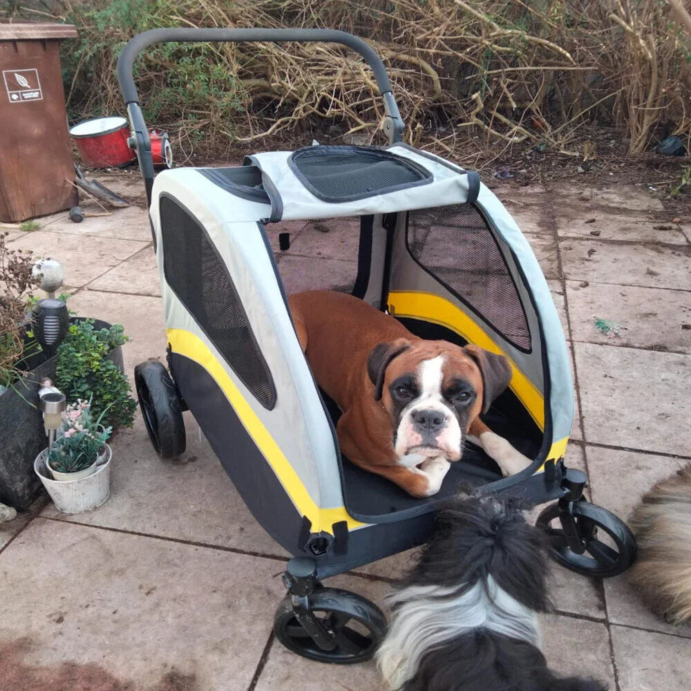 Large Dog Stroller - 4 Wheel Premium Pet Jogger Wagon, Foldable Travel Pram for Small Medium Large Dogs with Easy Walk Design