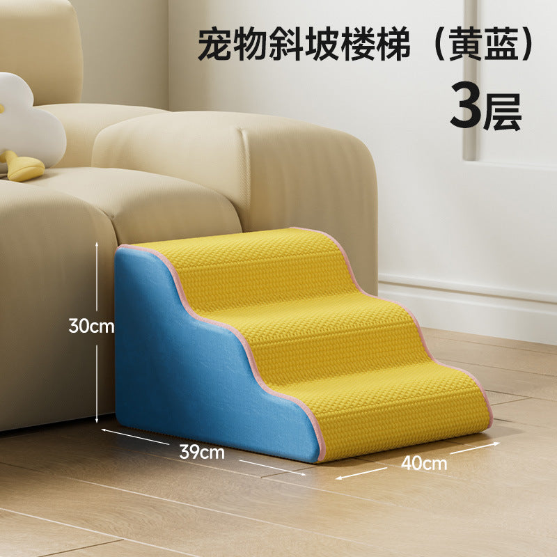 Dog Stairs for High Beds: Non-Slip Washable Steps for Small, Senior, and Disabled Pets, with Removable Cover