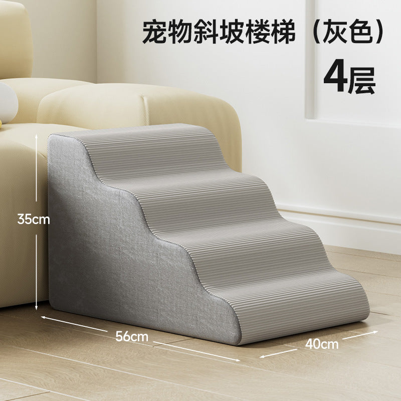 Dog Stairs for High Beds: Non-Slip Washable Steps for Small, Senior, and Disabled Pets, with Removable Cover