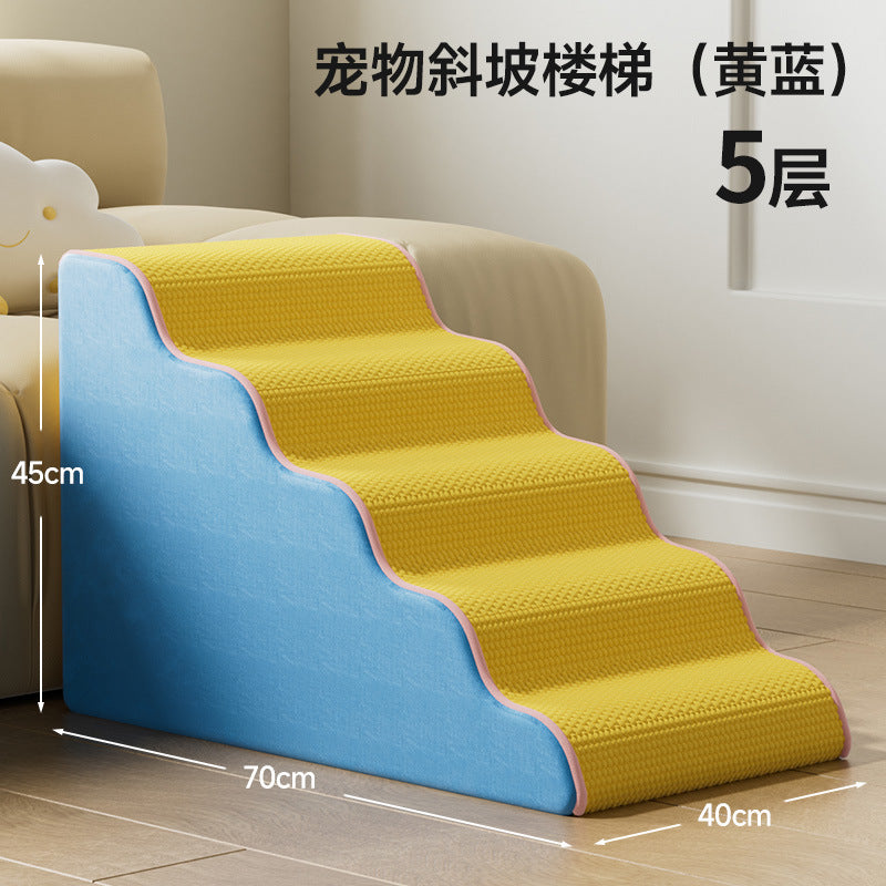 Dog Stairs for High Beds: Non-Slip Washable Steps for Small, Senior, and Disabled Pets, with Removable Cover
