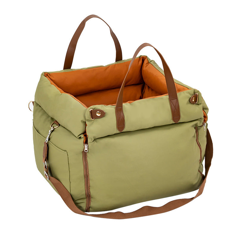 Premium Leather Dog Car Bed - Removable Washable Pet Travel Mat