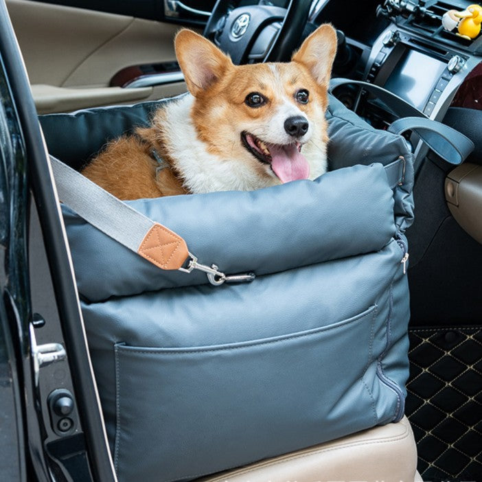Premium Leather Dog Car Bed - Removable Washable Pet Travel Mat