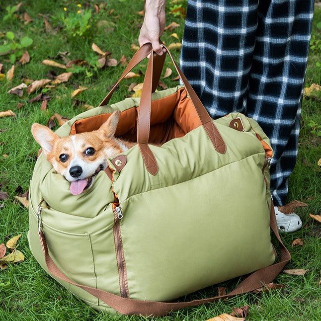 Premium Leather Dog Car Bed - Removable Washable Pet Travel Mat