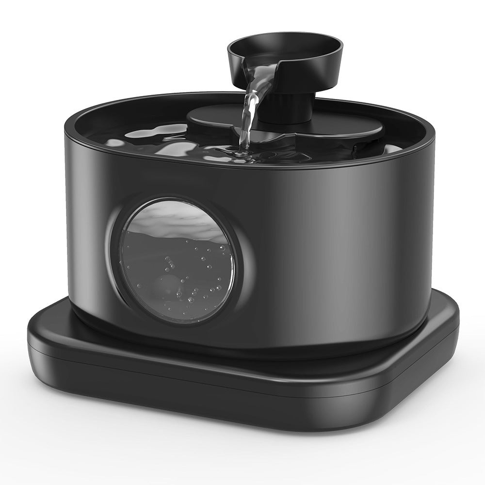 pei's corner black Wireless Cat Fountain with Sensor & Auto Filtration, 2.8L 5200mAh Quiet Pump