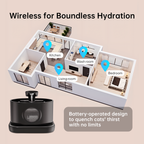 Wireless Automatic Cat Water Fountain, 2.8L Smart Pet Dispenser with Filter, 5200mAh Battery & Quiet Pump