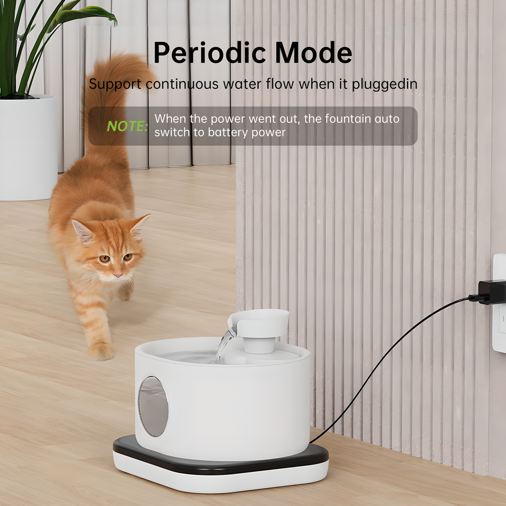 Wireless Automatic Cat Water Fountain, 2.8L Smart Pet Dispenser with Filter, 5200mAh Battery & Quiet Pump
