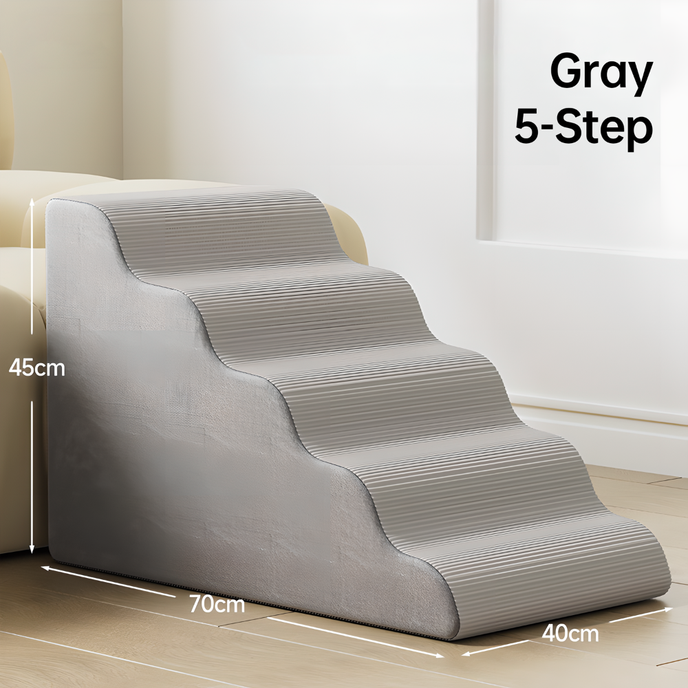 pei's corner gray 5-step Washable Dog Stairs with Removable Cover - for Small, Senior & Disabled Pets