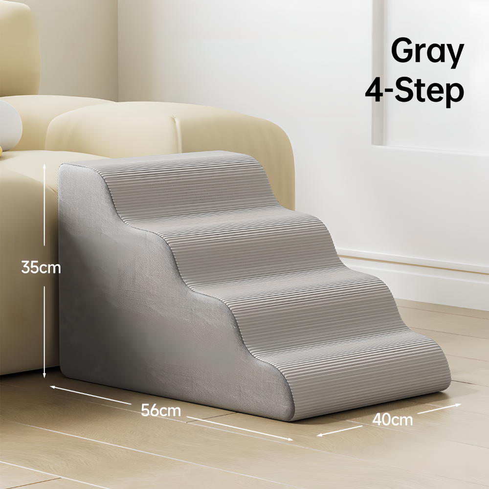 pei's corner gray 4-step Washable Dog Stairs with Removable Cover - for Small, Senior & Disabled Pets