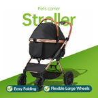 Dog Stroller for Medium Dogs up to 66lbs - Foldable with Storage Basket & Carrier
