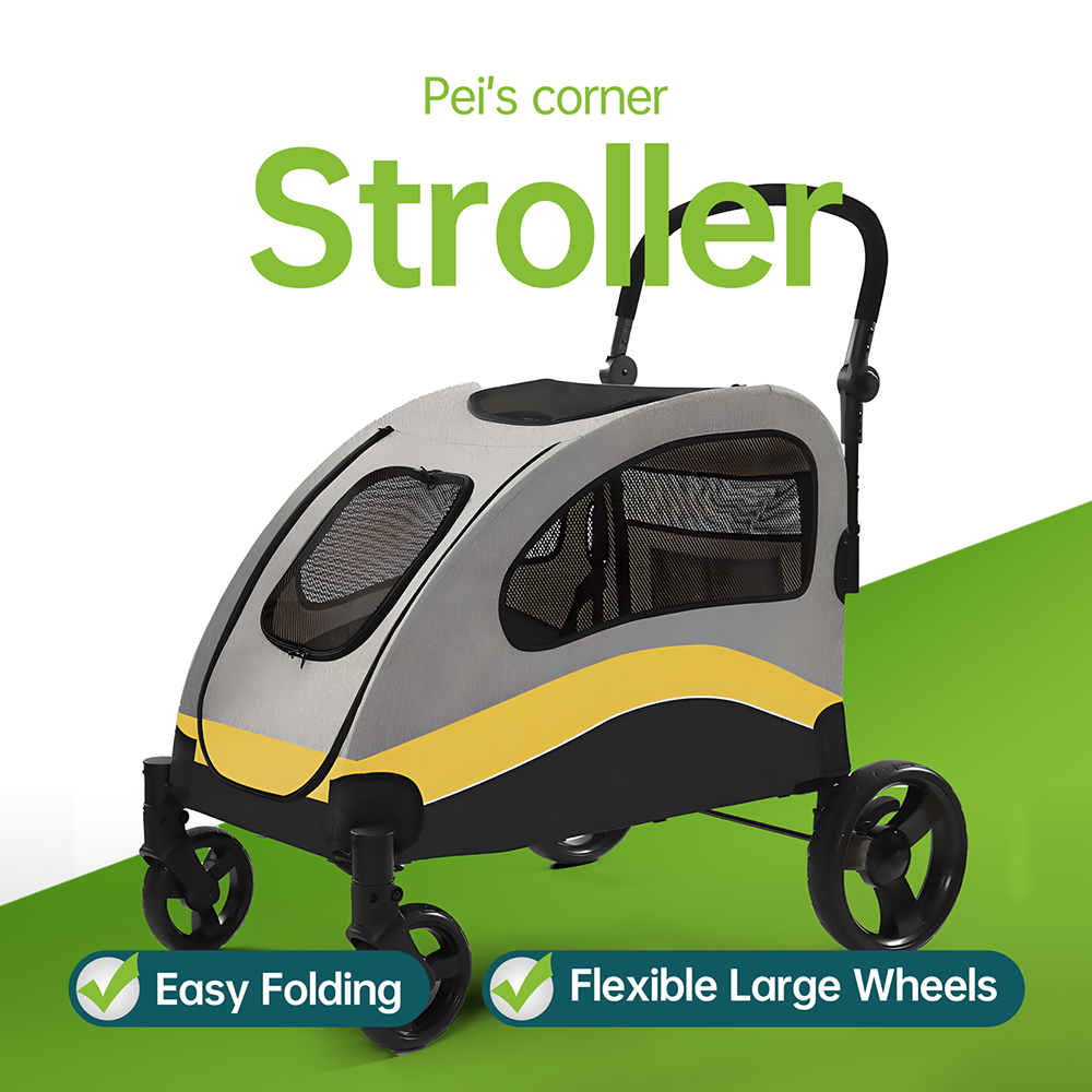Large Dog Stroller: Heavy-Duty 4-Wheel Jogger, Foldable with Easy-Walk Design