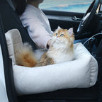 pei's corner beige Pet Car Carrier Bed - Removable Washable Travel Seat for Dogs & Cats