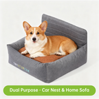 Pet Car Carrier Bed - Removable Washable Travel Seat for Dogs & Cats