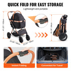 Dog Stroller for Medium Dogs up to 66lbs - Foldable with Storage Basket & Carrier