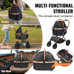 Dog Stroller for Medium Dogs up to 66lbs - Foldable with Storage Basket & Carrier