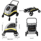Large Dog Stroller - 4 Wheel Premium Pet Jogger Wagon, Foldable Travel Pram for Small Medium Large Dogs with Easy Walk Design