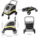 Large Dog Stroller - 4 Wheel Premium Pet Jogger Wagon, Foldable Travel Pram for Small Medium Large Dogs with Easy Walk Design