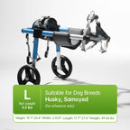 Large size (L) dog wheelchair dimensions for Huskies and Samoyeds, ideal for 22-30kg pets.